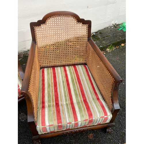 49 - Vintage Bergere Sofa Set Comprising Of Sofa And Two Armchairs.