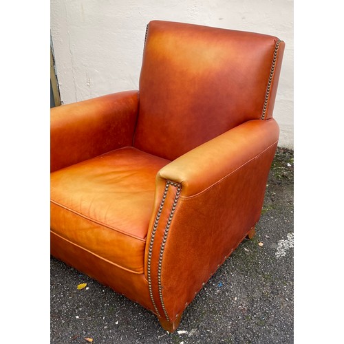 50 - Antique Style Leather Chair With Stud-work.