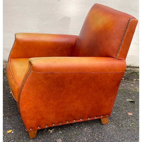 50 - Antique Style Leather Chair With Stud-work.