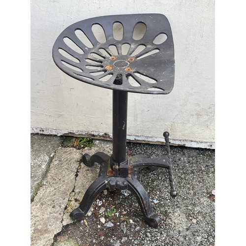 66 - Cast Iron Tractor Seat / Stool. 62 cms High