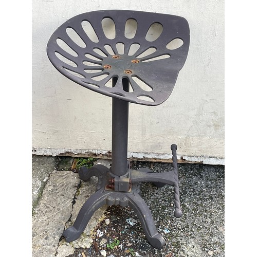 67 - Cast Iron Swivel Tractor Seat / Stool. 62 cms High