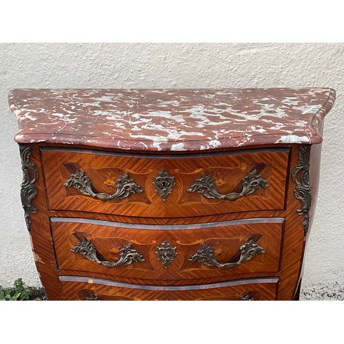 69 - French Louis Style Marble Top  Commode / Chest Of Drawers. 101 x 41 x 98