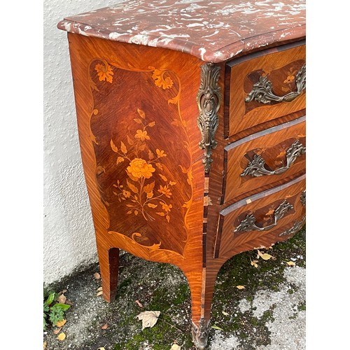 69 - French Louis Style Marble Top  Commode / Chest Of Drawers. 101 x 41 x 98