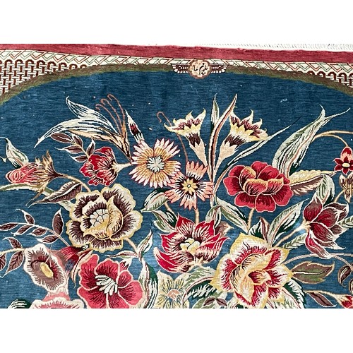 93 - Vintage Silk Rug With Flower Depiction. 80 x 60 cms