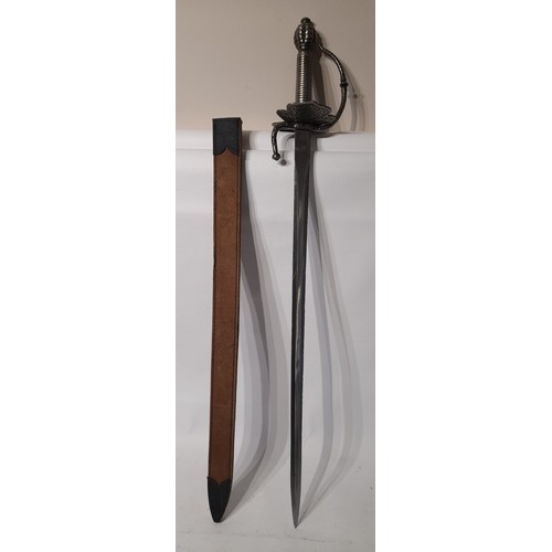 621 - Replica Sword with stainless Steel Blade, leather Scabbard. 95cm long