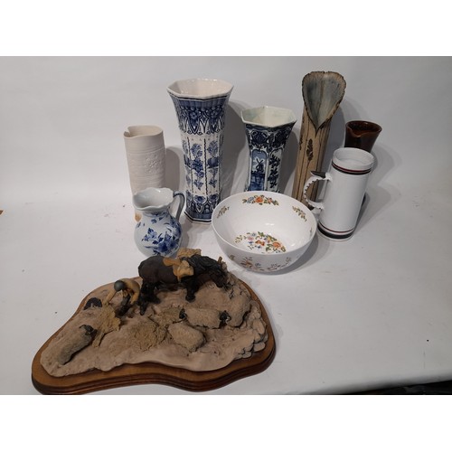 629 - 9 items of collectable ceramic to include, Boch, Delft, etc
t/w a Border Fine Arts Farming scene (9)