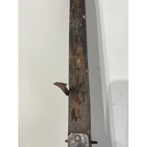 100A - Antique Wood and Metal Military Crossbow. 47cm Length