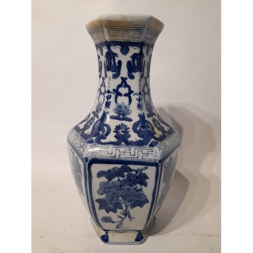 3 - Blue and white oriental vase 35cm high