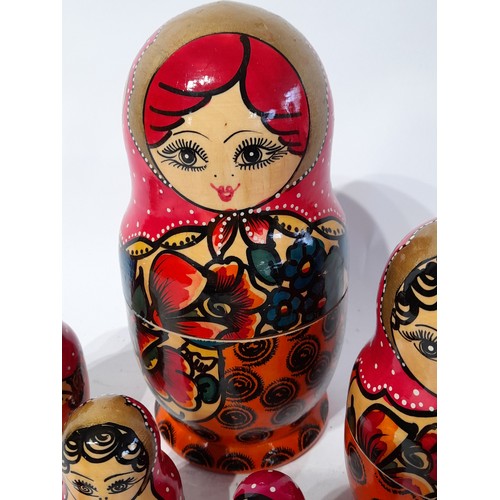 13 - Painted Wooded Russian Nesting  Dolls