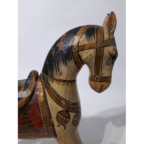 20 - Hand carved indian ghodi wedding horse 37cm high