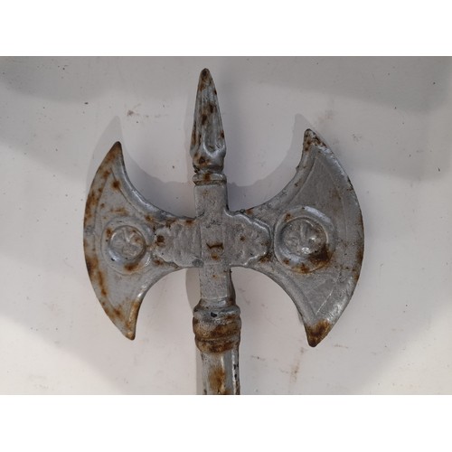 55 - Cast Iron Display Medieval double head Axe, 50cm long