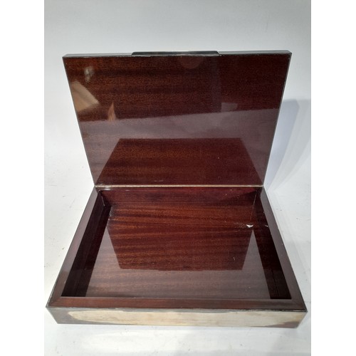 57 - Polished wood box clad in Plated metal, 23cm x 17cm x 5cm