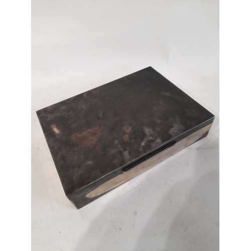 57 - Polished wood box clad in Plated metal, 23cm x 17cm x 5cm