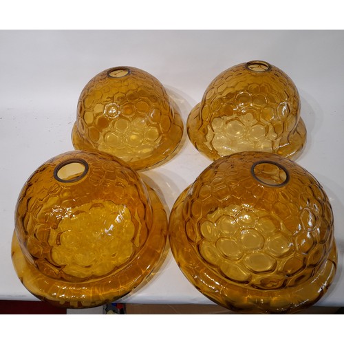 61 - 4 x Vintage Continental Amber Glass Light shades, 28cm x 18cm