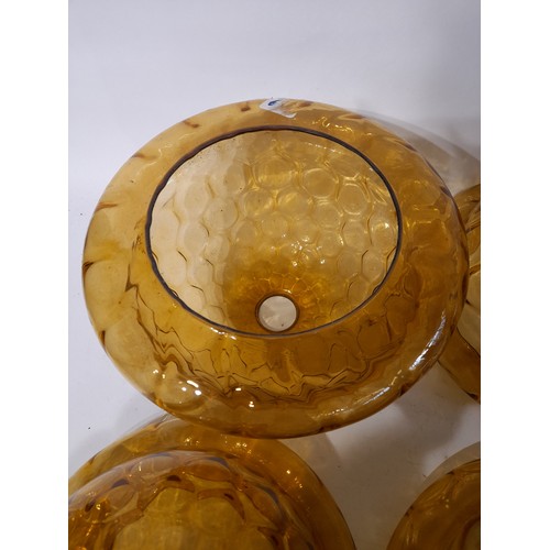 61 - 4 x Vintage Continental Amber Glass Light shades, 28cm x 18cm