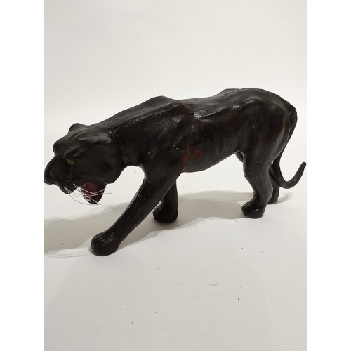 97 - Leather clad panther Figure 37cm x 17cm