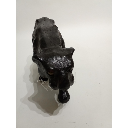 97 - Leather clad panther Figure 37cm x 17cm