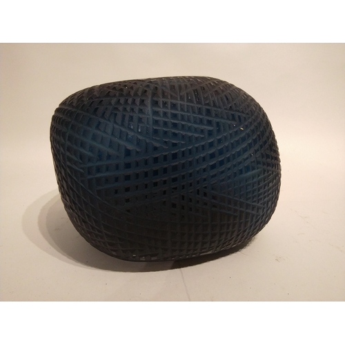 201 - Black glass vase with carved pattern, 17cm high