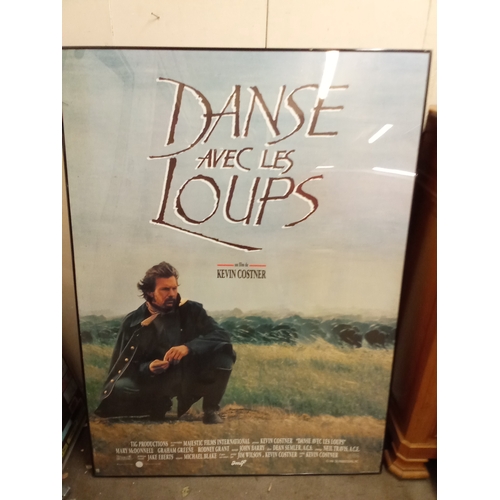 351 - Large Framed french cinema poster, Danse Avec Les Loups, ( Dances With Wolves) 158cm x 116cm