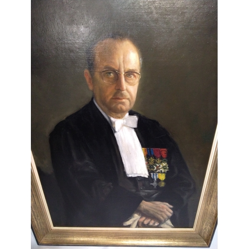 311 - Large Framed Portrait Painting  Of A Gentleman Wearing Medals Oil On Board, 96cm X 127cm