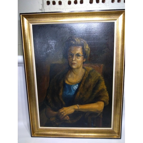 312 - Large Portrait of a Lady, oil on board 96cm X 126cm signed and dated lower right (Related To Previou... 