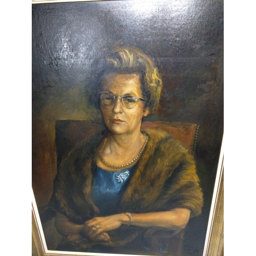 312 - Large Portrait of a Lady, oil on board 96cm X 126cm signed and dated lower right (Related To Previou... 