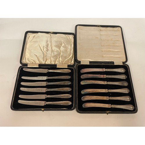 107 - Two Cased Silver Hallmarked Handle Knife Sets. (2)