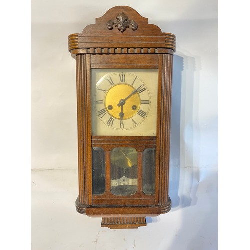 108 - Two Whole Wood Framed  Wall Clock. 54cm x 24cm x 13cm