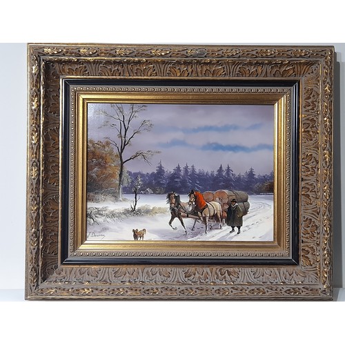 109 - Antique Style Painting on Board in Gilt Frame 