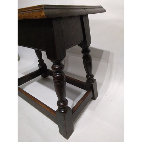 210 - Antique Oak jointed side table/stool with lift up lid to storage compartment, 49cm X 32cm X 48cm