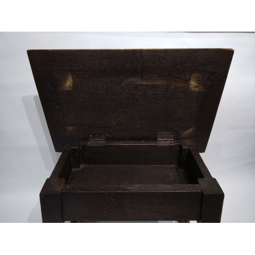 210 - Antique Oak jointed side table/stool with lift up lid to storage compartment, 49cm X 32cm X 48cm