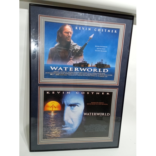 362 - 2 vintage cinema posters in one frame of Waterworld 80cm x 58cm