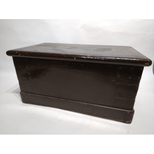 212 - Vintage Storage box with iron loop handles, 61cm X 33cm X 39cm painted brown