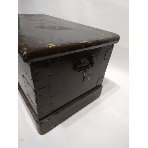 212 - Vintage Storage box with iron loop handles, 61cm X 33cm X 39cm painted brown