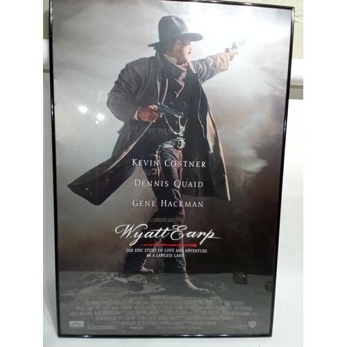 363 - Large Vintage framed cinema poster of Wyatt Earp starring Kevin Costner Dennis Quaid and Gene Hackma... 