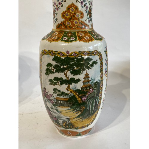 117 - Pair of Vintage Oriental Style Decorative Porcelain Vases With Marking. 41cm Height (2)