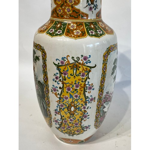 117 - Pair of Vintage Oriental Style Decorative Porcelain Vases With Marking. 41cm Height (2)