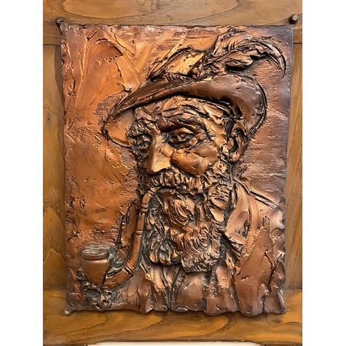 130 - Framed Vintage Composite Wall /Art Relief Of A Gentleman Smoking A Pipe.  55 x 48 cms