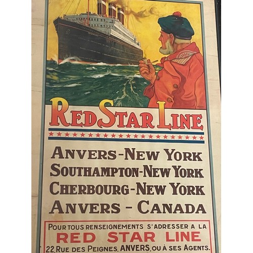 122 - Framed and Glazed Poster for Red Star Line 55cm x 75cm