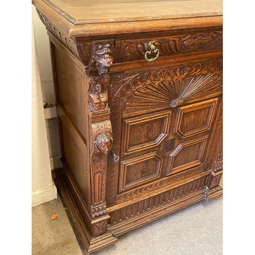 2 - Continental Carved Wood Cabinet With Figural Decoration. 90 x 51 x 107 cms