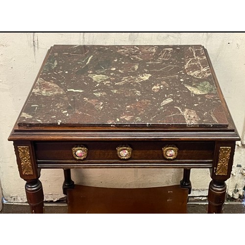 6 - Napoleon lll Marble Top Table  52 x 52 x 70 cms