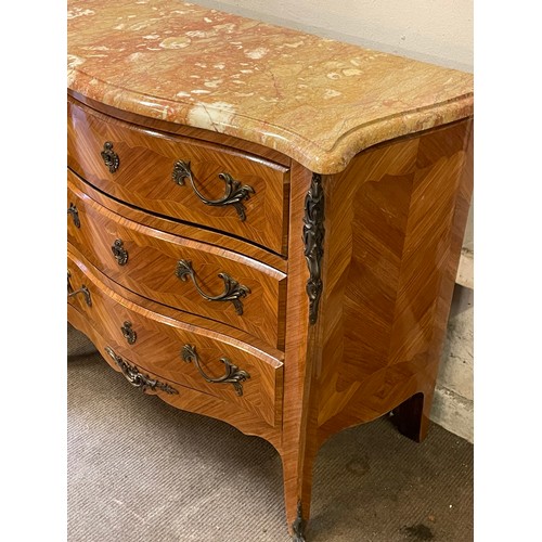 21 - French Louis Style Commode / Marble Top Chest Of Drawers. 97 x 44 x 83 cms
