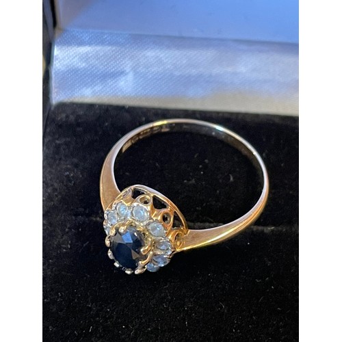 241 - Vintage 9ct Gold Sapphire And Diamond Ring Size T.2.3g