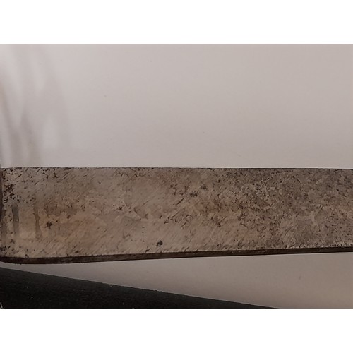 224 - Sword and Scabbard, (poss indian) with Etched decorated Blade. 88cm long