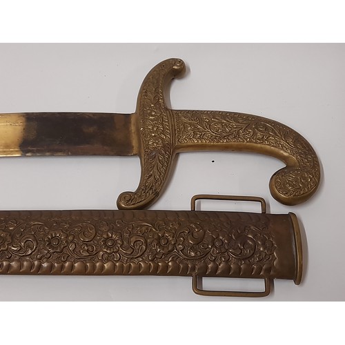 227 - Decorative Brass Sword and Scabbard, 67cm long