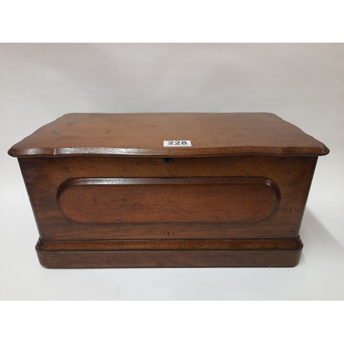 228 - Small wooden box with compartment and 2 handles to side 45cm x 23cm x 22cm