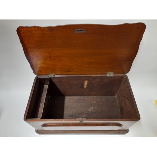 228 - Small wooden box with compartment and 2 handles to side 45cm x 23cm x 22cm