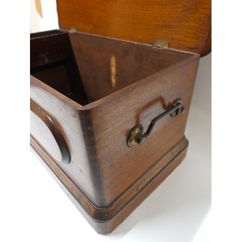 228 - Small wooden box with compartment and 2 handles to side 45cm x 23cm x 22cm