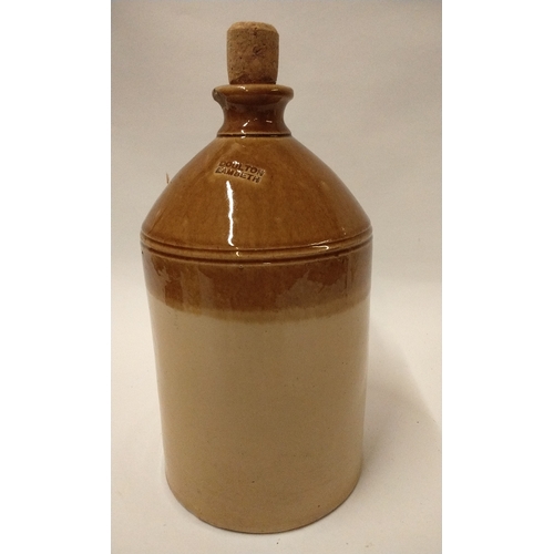 265 - Stoneware Dolton Lambeth flagon advertising Hawkes & Co Bishop Stortford, 27cm high