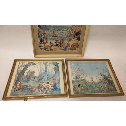 283 - 3 Framed and Glazed prints of Bears and Fairies, largest 29cm x 25cm